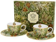 William Morris porcelán 2 személyes eszpresszó kávés csésze díszdobozban Golden Lilly