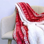 Karácsonyi mikroflanel takaró 200x150 cm - piros norvég mintás
