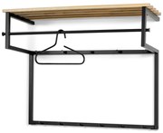 Fekete-natúr színű fém fali fogas polccal 100 cm Rizzoli – Spinder Design