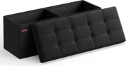 tárolós ülőke – összecsukható pad, 38 × 110 × 38 cm, tintafekete színben