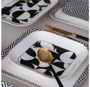 26 részes étkészlet, fehér/fekete, porcelán