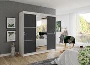 Bill 2 200 Tolóajtós Szekrény 200cm, Fehér-Grafit