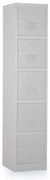 Fém szekrény - 5 doboz, 38 x 45 x 185 cm, hengerzár, szürke - ral 7035