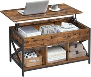 Emelhető tetejű dohányzóasztal 50 × 100 × (49–62 cm), barna és fekete színben