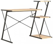 fekete és tölgyszínű íróasztal polccal 116 x 50 x 93 cm