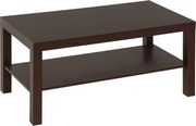 HOMCOM Modern Kávasztal 2 Tárolós Polccal Alacsony Teak asztal Nappaliba Irodába 20 kg Teherbírás 90x45x44.5 cm Dió | Aosom