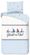 Fehér-kék egyszemélyes pamut ágyneműhuzat 140x200 cm Yachtclub – Good Morning