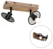 Ipari mennyezeti spotlámpa fekete fával 2 lámpás - Jasmine