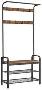 Kabáttartó, előszobafal cipőtartóval, 84 x 183 x 33,7 cm, rusztikus barna | VASAGLE