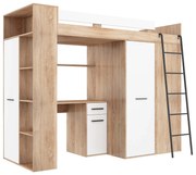 Emeletes ágy 90 cm Vivian (J) (ágyráccsal) (szonoma tölgy + fehér). 1048530