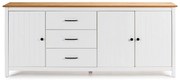 Fehér borovi fenyő alacsony komód 190x80 cm Miranda – Marckeric
