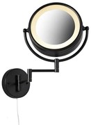 Design fali tükör fekete, beépített LED-del, állítható, IP44, húzózsinórral - Vicino