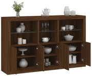 barna tölgy színű tálalószekrény LED-ekkel 162 x 37 x 100 cm