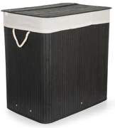 G21 szennyeskosár 150 l elválasztóval, bambusz fekete fehér kosárral