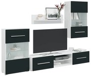 5 darabos TV szekrény LED világítással matt indigó színű, műfa