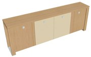 Verno+ alacsony szekrény 260 x 46 x 90 cm, kombinált ajtó, világos tölgy / vanília