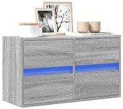 szürke sonoma színű fali TV-szekrény LED-del 80 x 31 x 45 cm