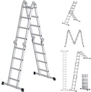 6 az 1-ben létra, összecsukható létra, 430 cm hosszú, ezüst