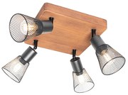 Ipari reflektor fekete fával 4 lámpás - Kristina