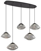 Design függőlámpa fekete füstüveggel, 5-ös - Gus
