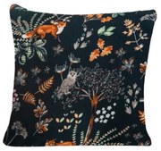 Mikroplüss párnahuzat THE FOX AND THE HARE 45x45 cm, sötétzöld