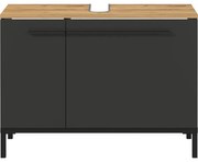 Sötétszürke mosdókagyló alatti szekrény tölgyfa dekorral 80x59 cm Yonkers - Germania