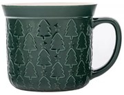Nagyméretű karácsonyi zöld porcelán bögre fenyőfás 640 ml