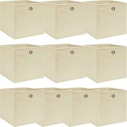 vidaXL 10 db krémszínű szövet tárolódoboz 32 x 32 x 32 cm