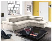 Bőrkárpitos, jobbos L-alakú SALERNO II sarokkanapé, bézs