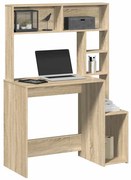 sonoma tölgy szerelt fa íróasztal polcokkal 100x45x140 cm