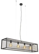 Ipari lógólámpa fekete 118 cm hálós 4-lámpás - Cage