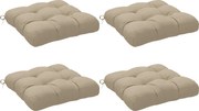 Outsunny 4 darabos kerti székpárna szett, tűzött kültéri párnák, 10 cm vastag töltés, méret: 48W x 48D cm, Khaki | Aosom