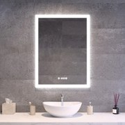 Álló fürdőszobai LED tükör 60x80cm | Páramentesítő - Óra - Fényerő és színhőmérséklet szabályozás | Welland Luxury-Line G1097