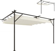 Outsunny 4 × 3 m kerti fali pergola kihúzható tetővel, UPF30+ védelem, vízelvezetés és fémszerkezet — krémszínű | Aosom