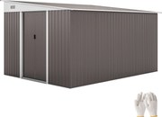 Outsunny Fém Kertivaros 19,4m³ 280x345x201cm Eszközkert Shed Monopitch Tetővel, Csúszóajtóval, Időjárásálló Kertesház Kültéri Szekrény a Hátsó Udvarho