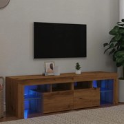 kézműves tölgy szerelt fa TV-szekrény LED-ekkel 140x36,5x40 cm