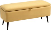 HOMCOM Tároló Pad, Kárpitozott Pad Tárolóval, Vászon Hatás, Ágy Pad Acél Lábakkal, Nappali, Előszoba, Hálószoba, Maximum 150 kg Teherbírás, 101 x 38.5