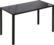 HOMCOM Étkezőasztal 4 fő részére, Konyhaasztal Temperált Üveg Toppa, Nappali Asztal, Fém, Fekete, 120 x 60 x 75 cm | Aosom