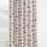 Goldea pamut gyerekfüggöny - teherautók és markolók bézs alapon 140x150 cm