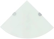 Fehér üveg sarokpolc króm tartóval 35x35 cm