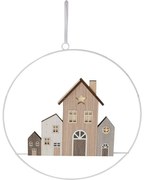 Függő karácsonyi dekoráció Winter Houses, 30 cm,világító, elemes