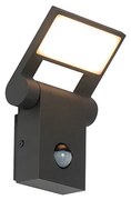 Kültéri fali lámpa antracit színű, beépített LED-del IP54 mozgásérzékelővel - Zane