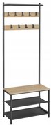 Fém előszobafal LOFT 180 cm, fekete/sanoma tölgy