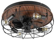 Matt fekete-barna mennyezeti lámpa távirányítóval-ventilátorral Trondheim – Reality