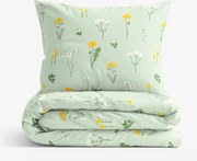Goldea pamut ágyneműhuzat - mező, zöld melanzs alapon 140 x 200 és 70 x 90 cm