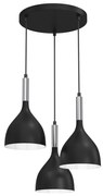 Csillár zsinóron NOAK 3xE27/15W/230V fekete/króm