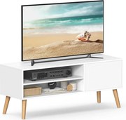 TV-állvány, 120 cm széles TV-szekrény, fehér