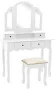 fehér császárfa fésülködőasztal-szett ülőkével 100x40x146 cm