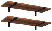 2 darabos SHELFY fali polcszett, barna/fekete