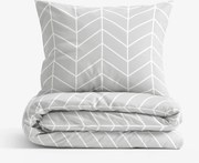 Goldea pamut ágyneműhuzat - fehér cikkcakk szürkén 140 x 200 és 70 x 90 cm
